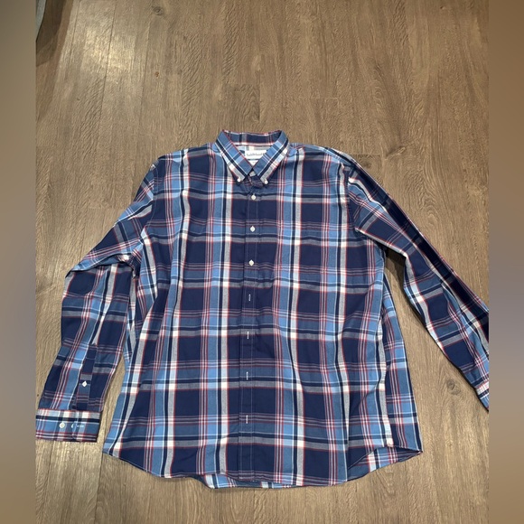 Saddlebred Navy and Red Plaid Button Down Shirt - Picture 2 of 7